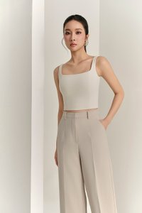 Rowena Straight Pants in Greige Stone
