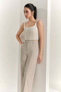Rowena Straight Pants in Greige Stone