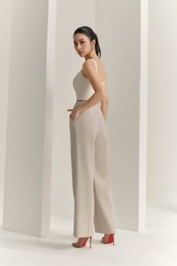 Rowena Straight Pants in Greige Stone