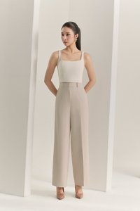 Rowena Straight Pants in Greige Stone