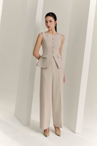 Rowena Straight Pants in Greige Stone