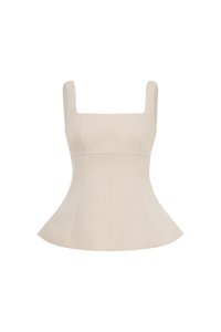 Seline Padded Peplum Top in Greige Stone