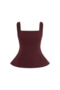 Seline Padded Peplum Top in Merlot