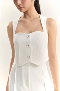 Vianne Queen Anne Vest Top in Iconic White
