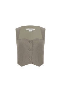 Vianne Queen Anne Vest Top in Smokey Olive
