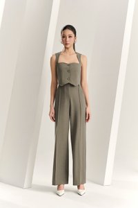 Vianne Queen Anne Vest Top in Smokey Olive