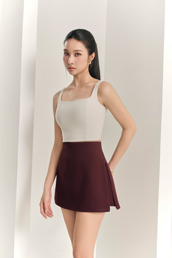 Alette High Waisted Skorts in Merlot