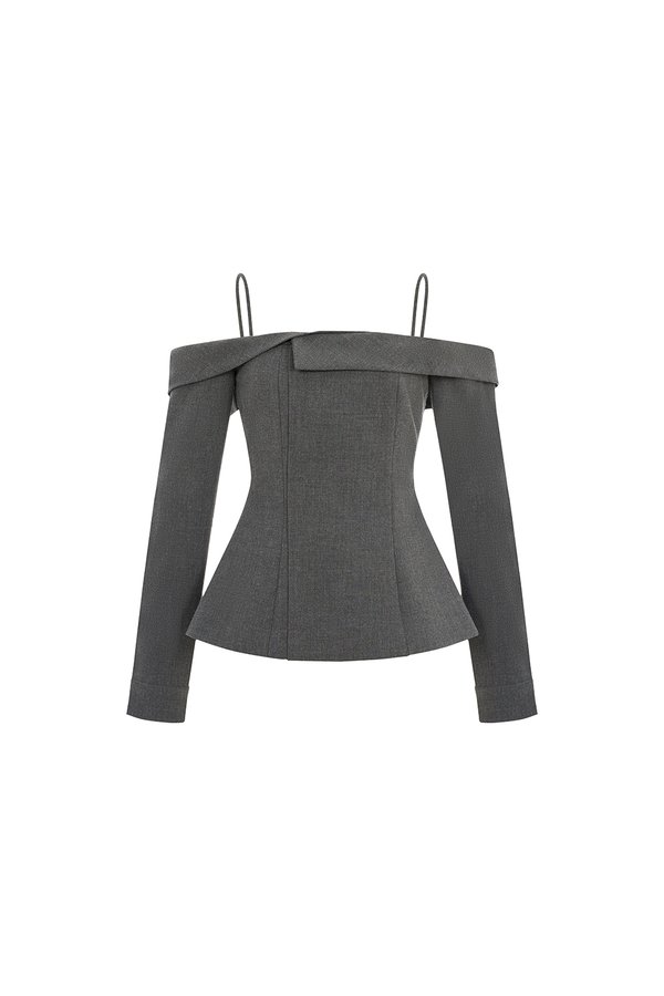 Avril Asymmetrical Cold Shoulder Top in Bespoke Grey