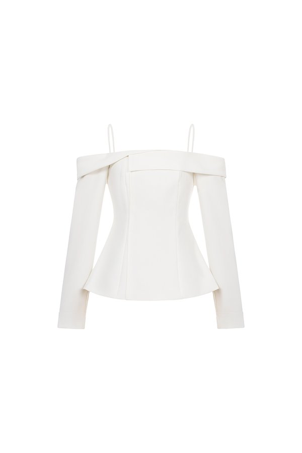 Avril Asymmetrical Cold Shoulder Top in Iconic White