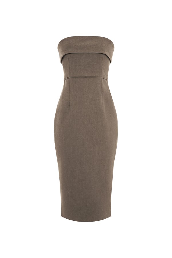 Dianne Padded Tube Pencil Dress in Cocoa