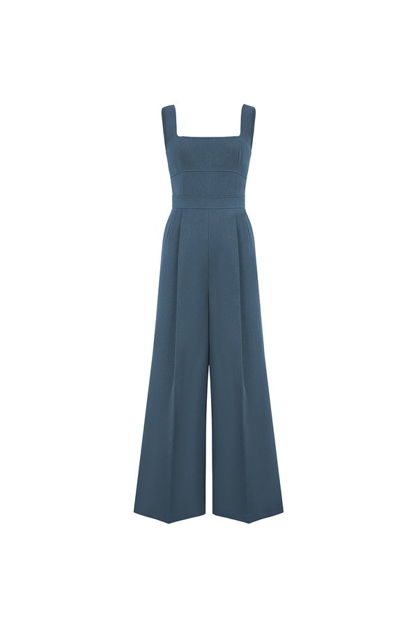 Hilda Padded Palazzo Jumpsuit in Aegean Blue