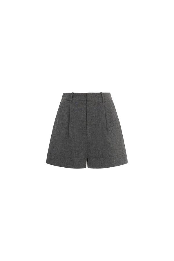Jayne Broad Hem High Waisted Shorts in Bespoke Grey