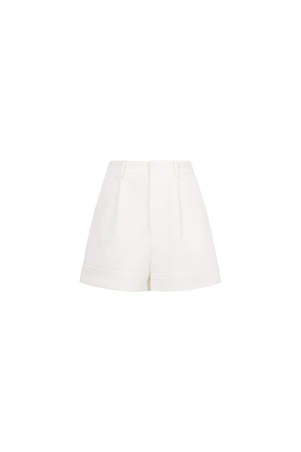 Jayne Broad Hem High Waisted Shorts in Iconic White