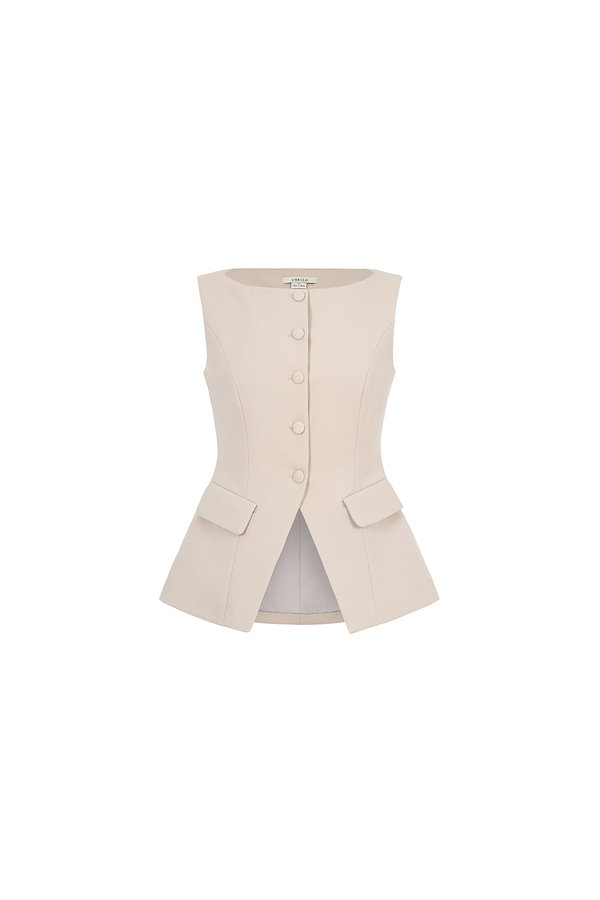 Narissa Tailored Vest Top in Greige Stone