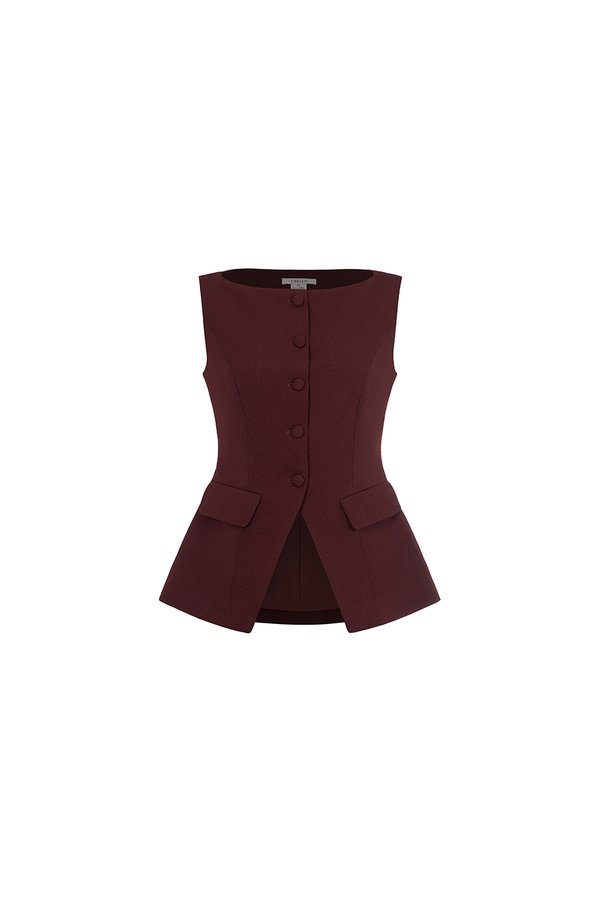 Narissa Tailored Vest Top in Merlot