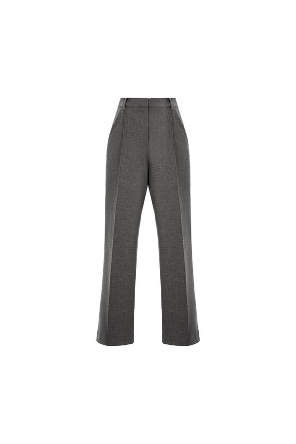 Orianna Pintucked Straight Pants in Bespoke Grey