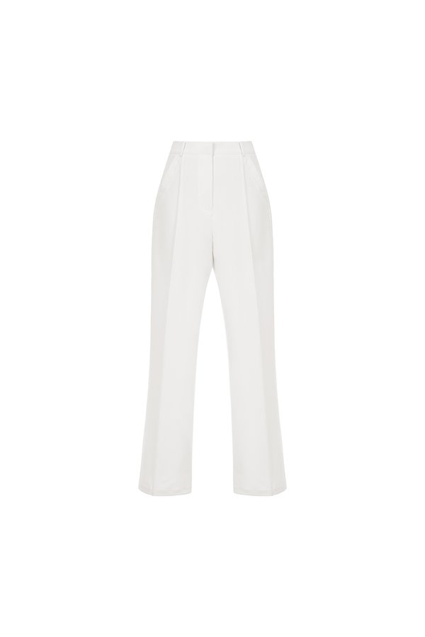 Orianna Pintucked Straight Pants in Iconic White
