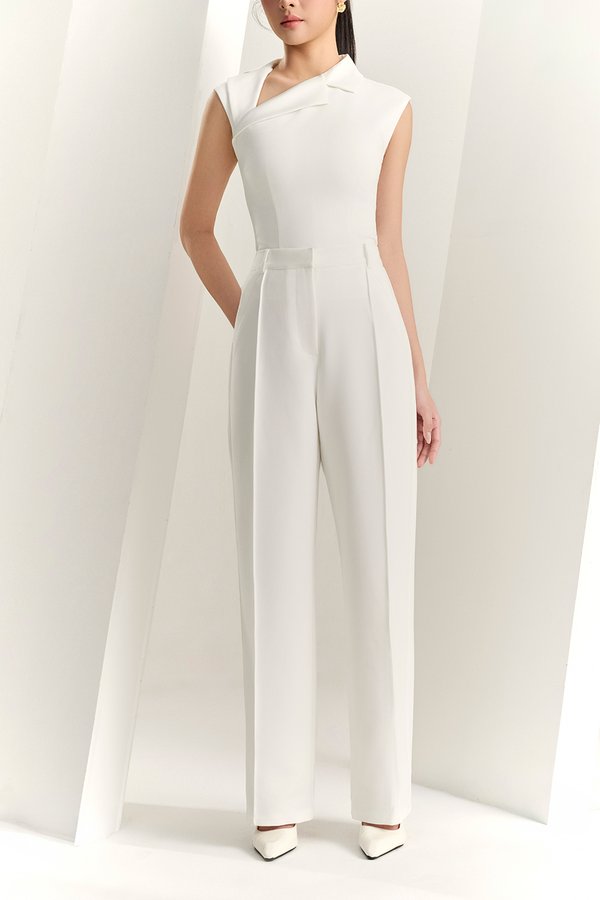 Orianna Pintucked Straight Pants in Iconic White