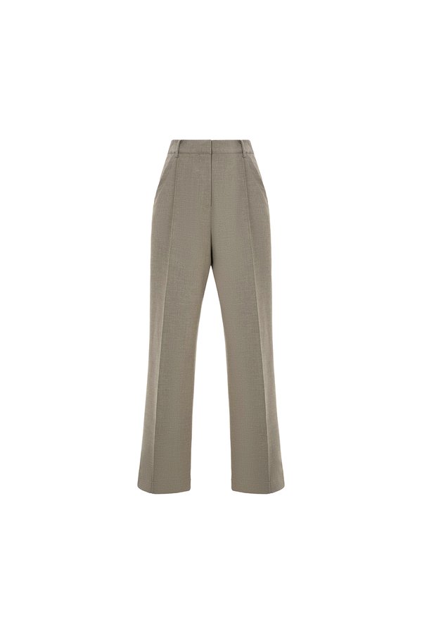 Orianna Pintucked Straight Pants in Smokey Olive