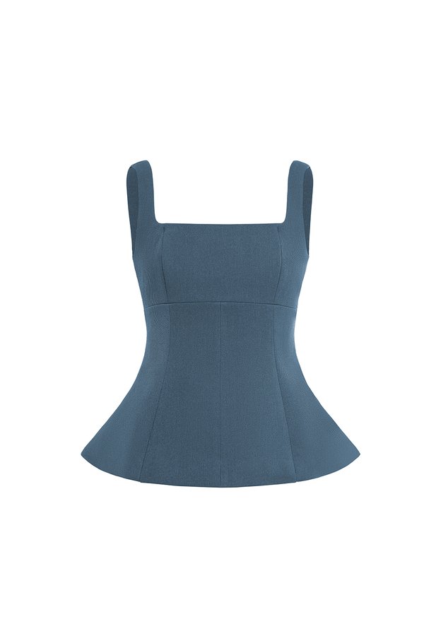 Seline Padded Peplum Top in Aegean Blue