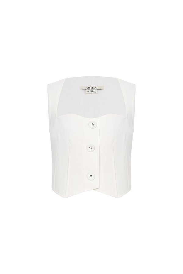 Vianne Queen Anne Vest Top in Iconic White