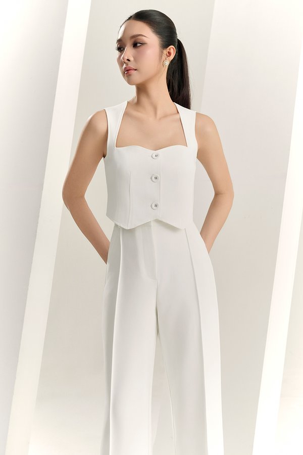 Vianne Queen Anne Vest Top in Iconic White