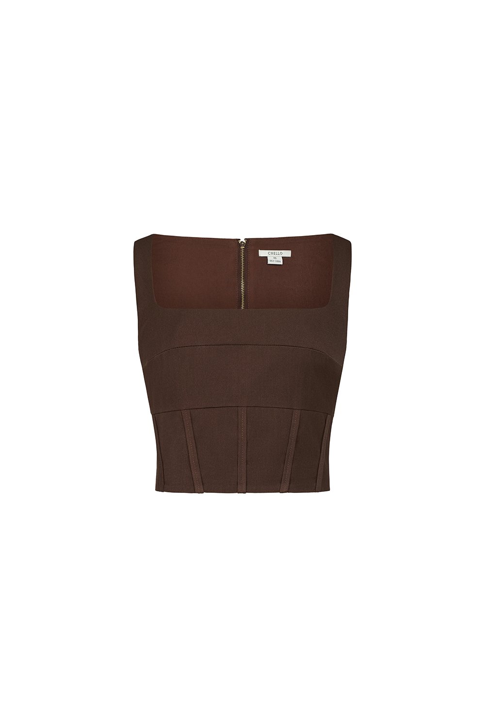 Arden Padded Square Neck Cropped Top in Saddle Brown