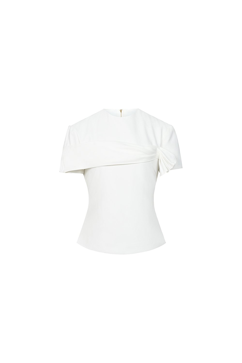 Cori Tailored Side Pleated Sleeves Top in Iconic White