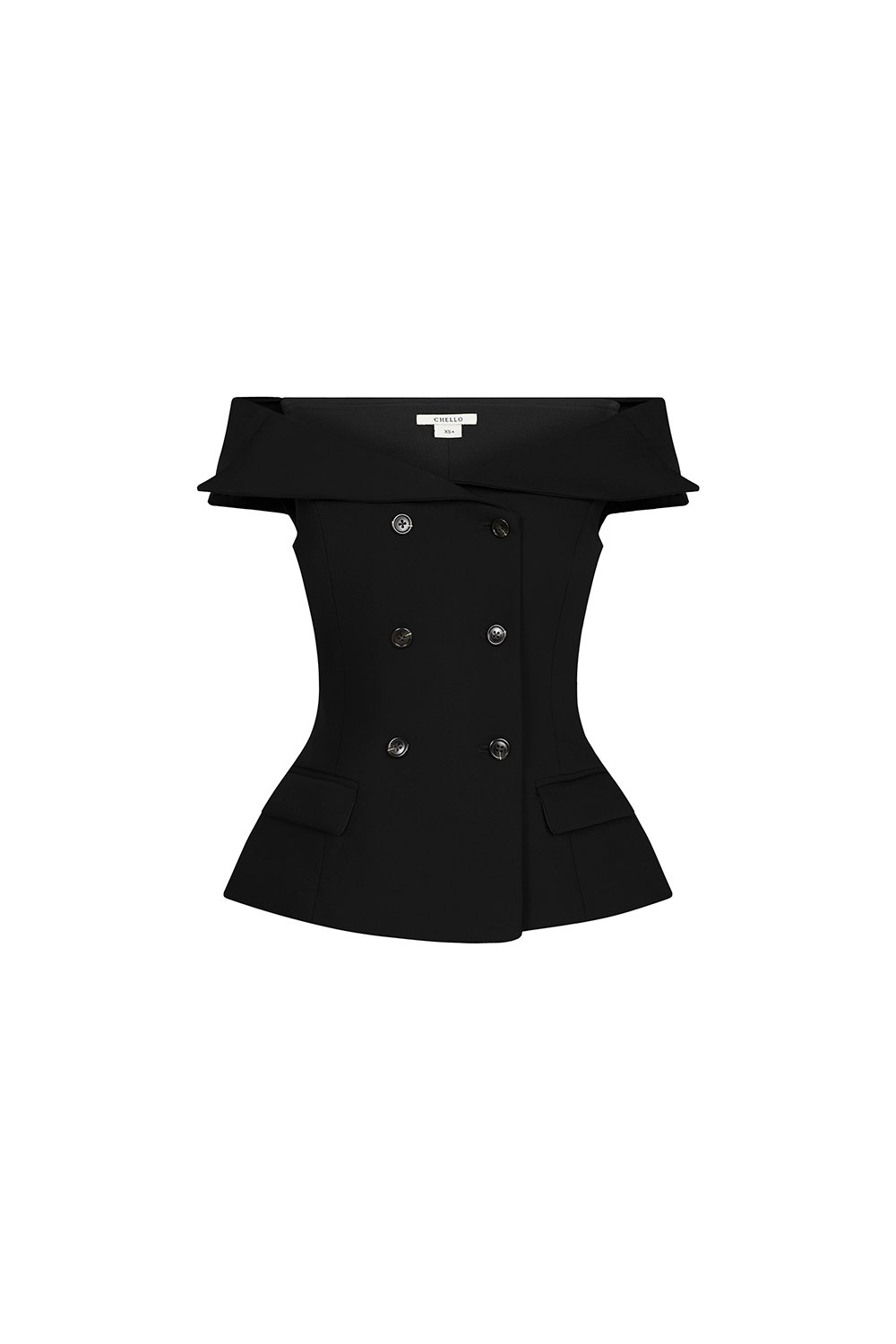 Delia Off Shoulder Tailored Top in Classic Black