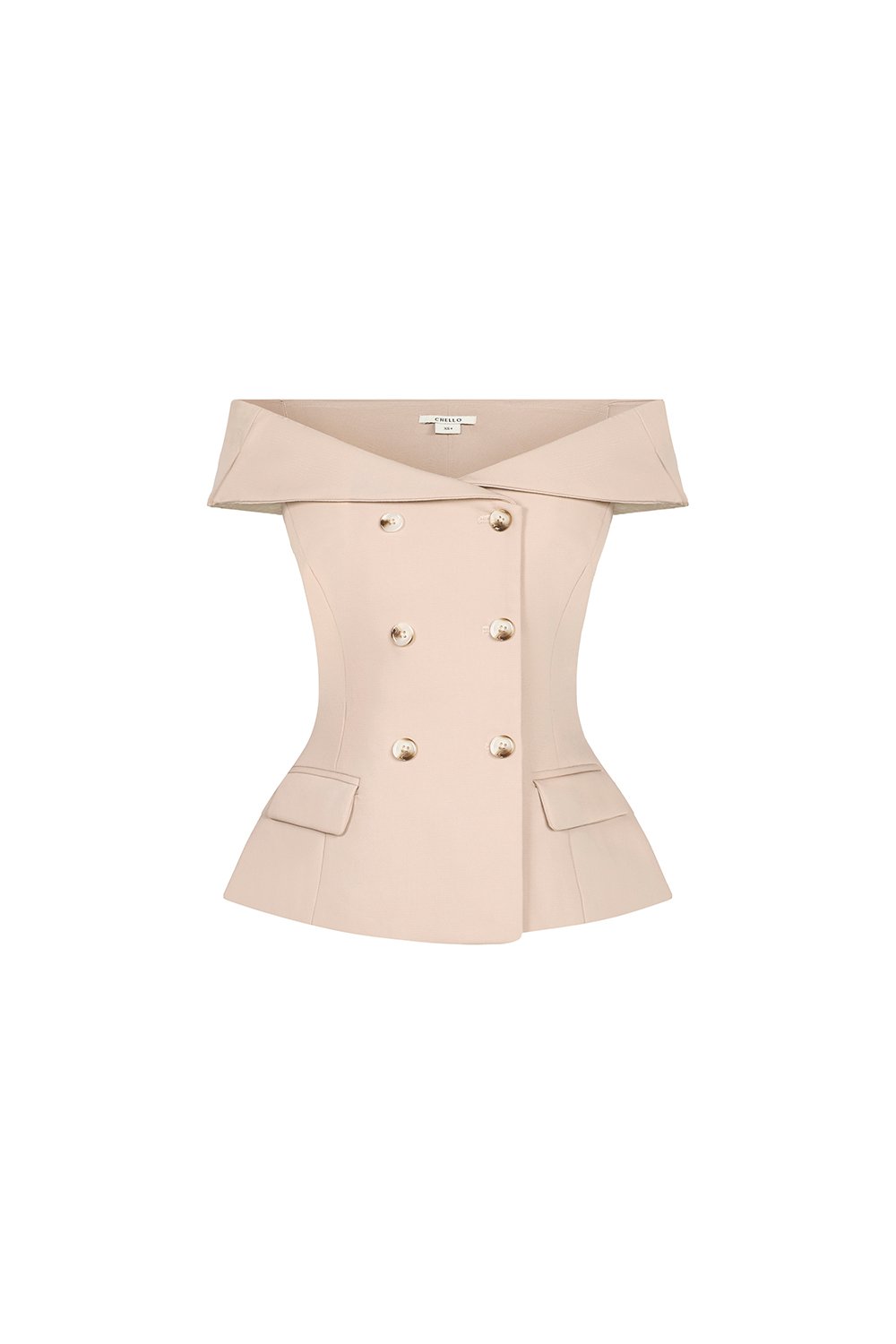 Delia Off Shoulder Tailored Top in Dusty Pink
