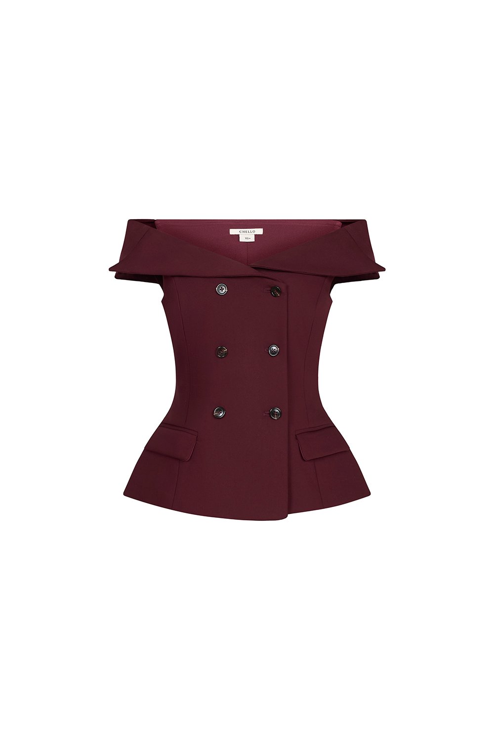Delia Off Shoulder Tailored Top in Wine Red