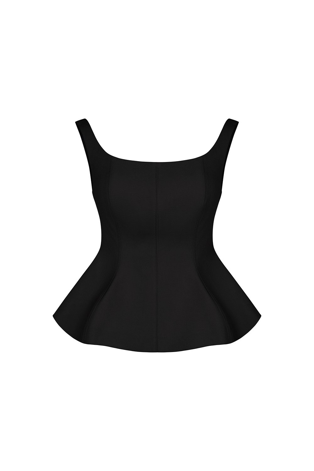 Esther Padded Wide Neck Peplum Top in Classic Black