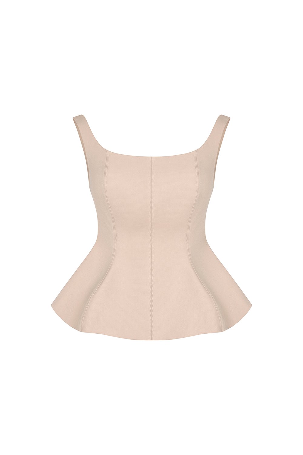 Esther Padded Wide Neck Peplum Top in Dusty Pink