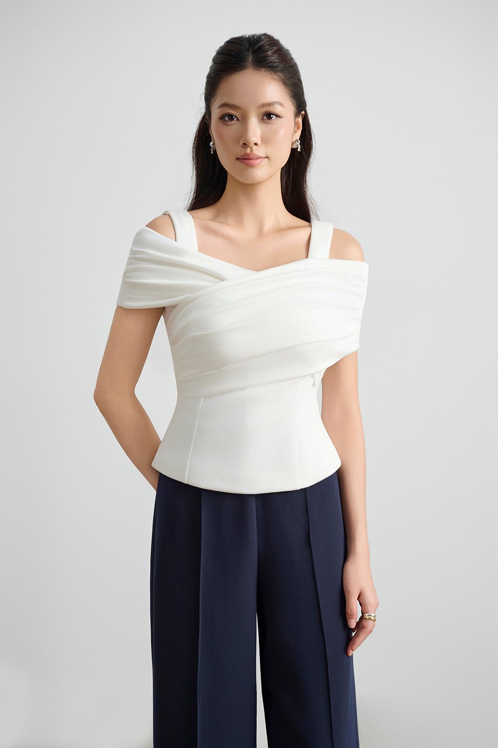Julinne Padded Ruched Top in Iconic White