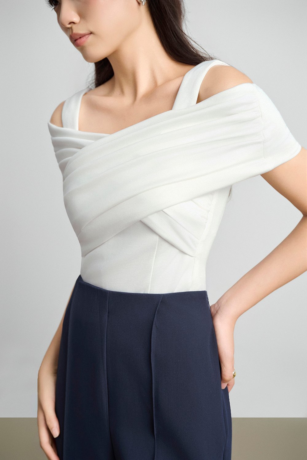 Julinne Padded Ruched Top in Iconic White