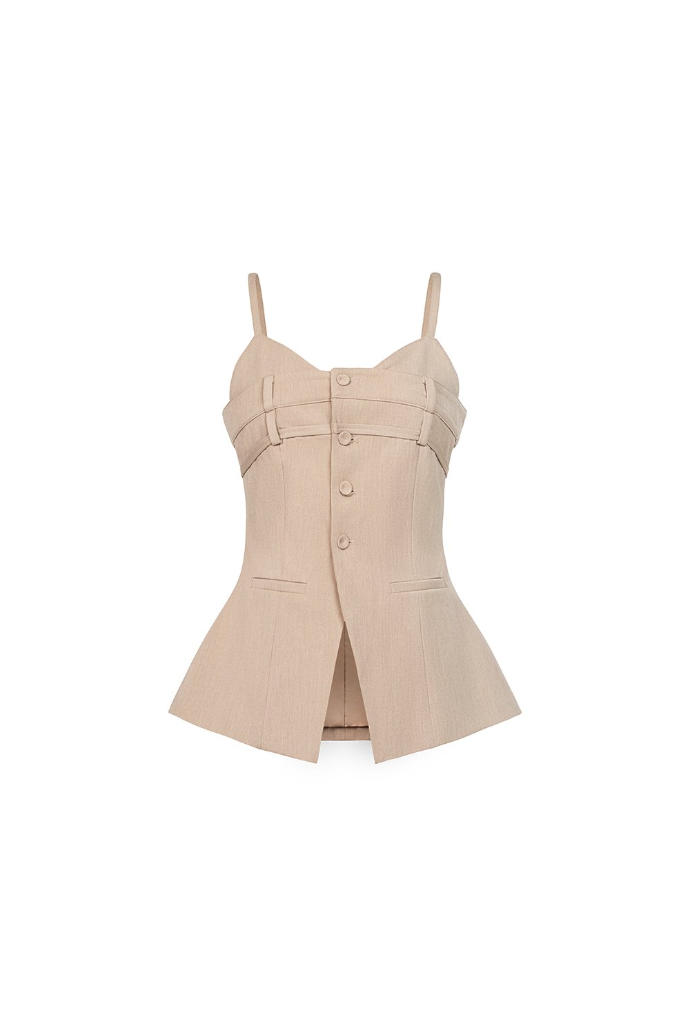 Megan Bustier Tailored Camisole Top in Ecru