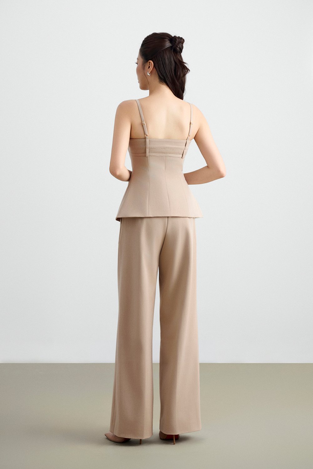 Megan Bustier Tailored Camisole Top in Ecru