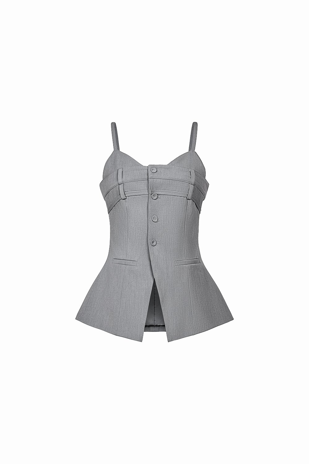 Megan Bustier Tailored Camisole Top in Melange Grey