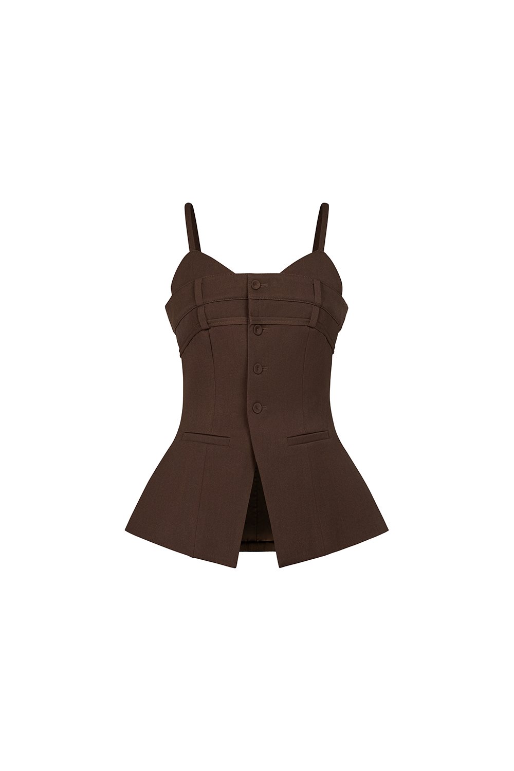 Megan Bustier Tailored Camisole Top in Saddle Brown