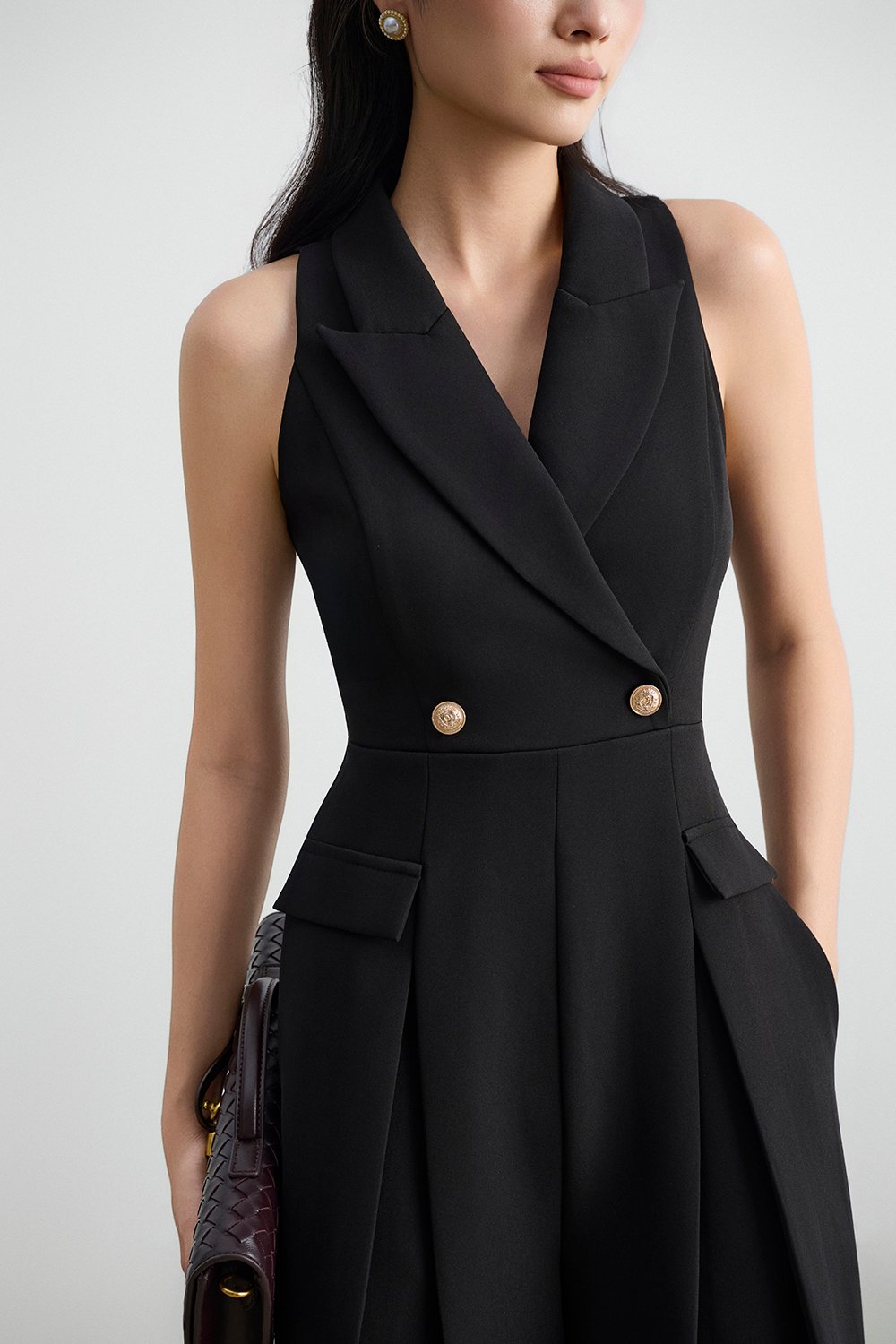 Meredith Tailored Wide Leg Jumpsuit in Classic Black