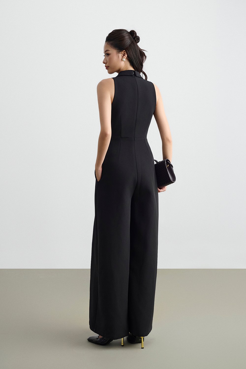 Meredith Tailored Wide Leg Jumpsuit in Classic Black