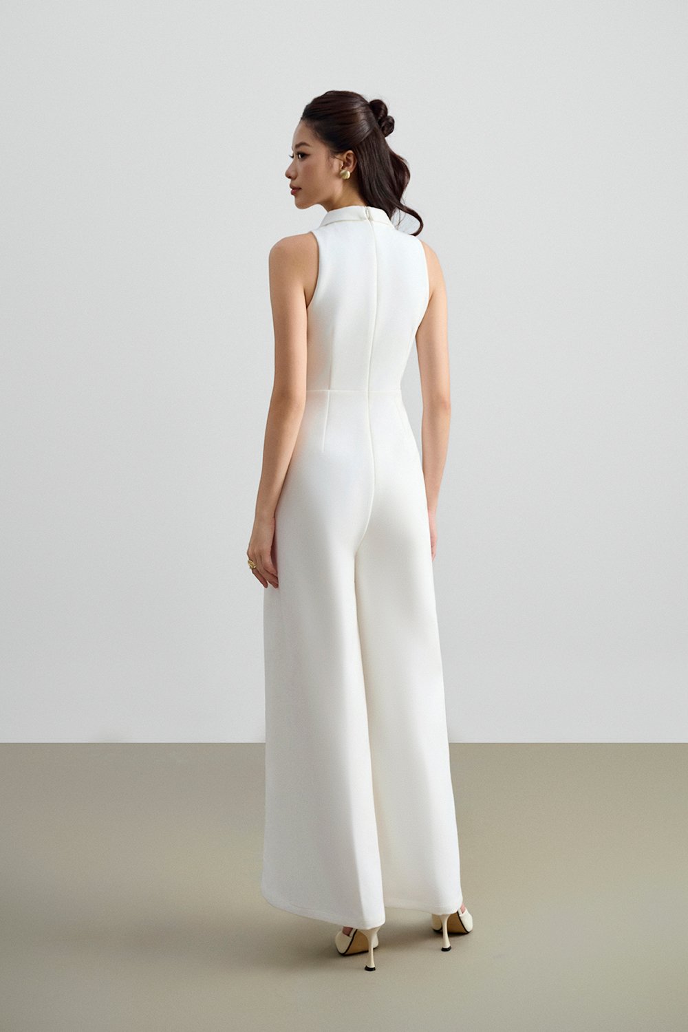 Meredith Tailored Wide Leg Jumpsuit in Iconic White