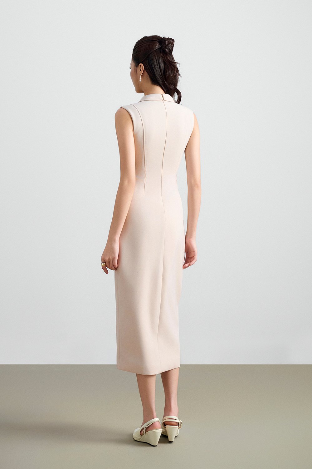 Noreen Collared Pencil Dress in Blush Cream
