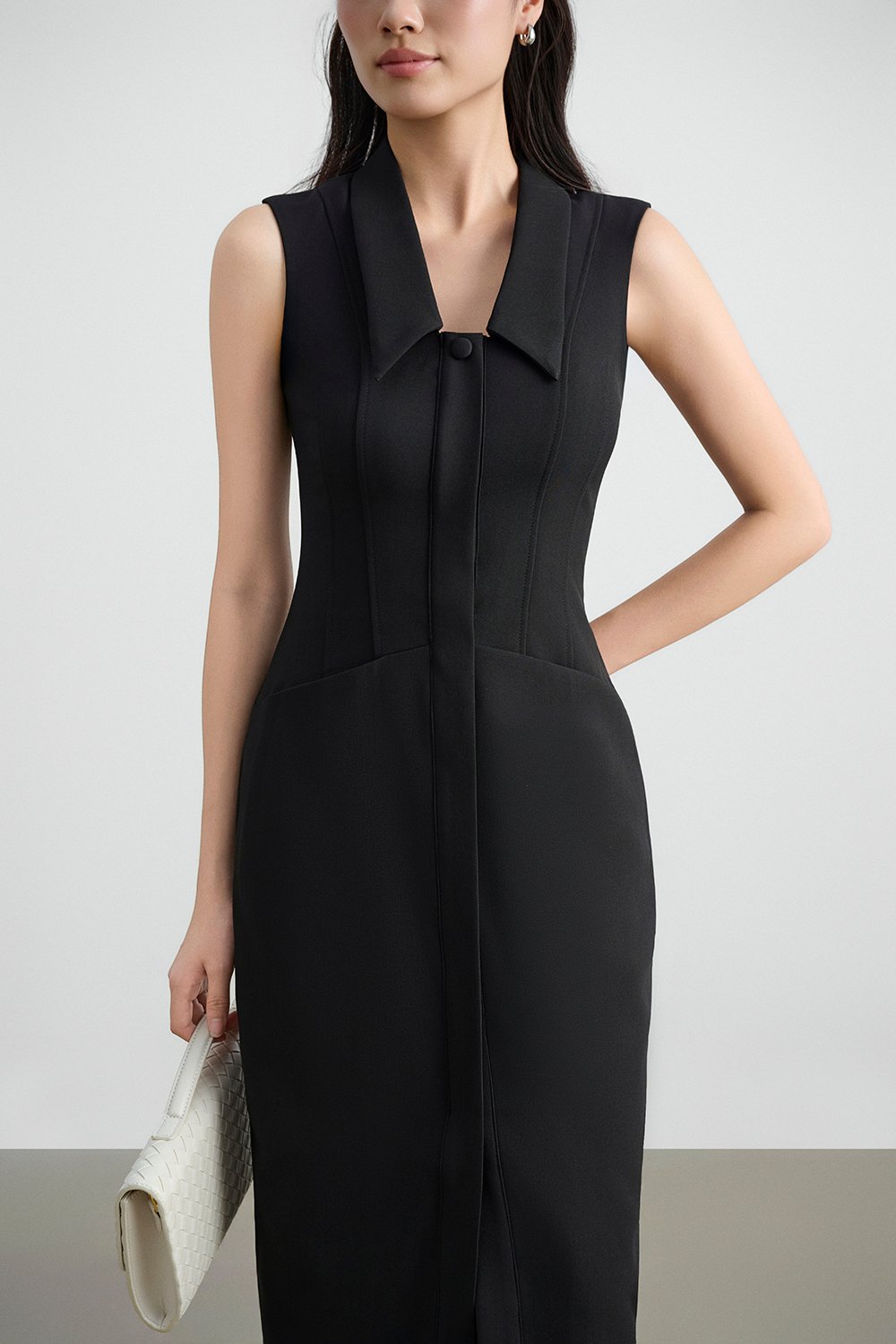 Noreen Collared Pencil Dress in Classic Black