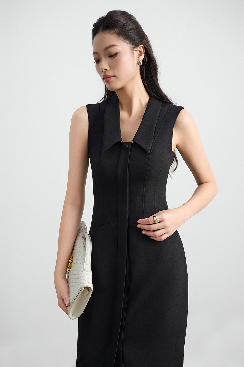 Noreen Collared Pencil Dress in Classic Black