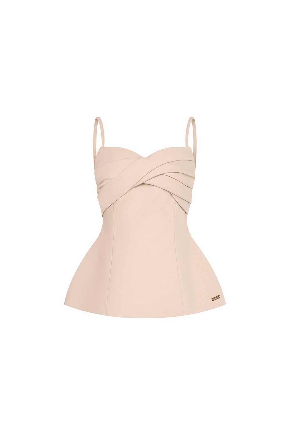 Regina Padded Twist Strappy Peplum Top in Dusty Pink