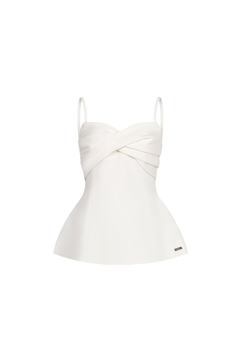 Regina Padded Twist Strappy Peplum Top in Iconic White