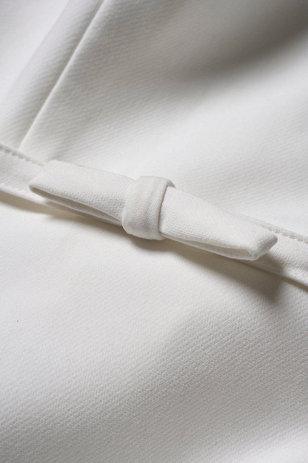 Talia Padded Flare Midi Dress with Detachable Bow Belt in Iconic White