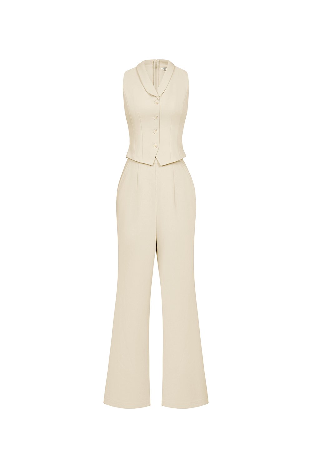 Tasmine Faux 2-Piece Tailored Jumpsuit in Greige
