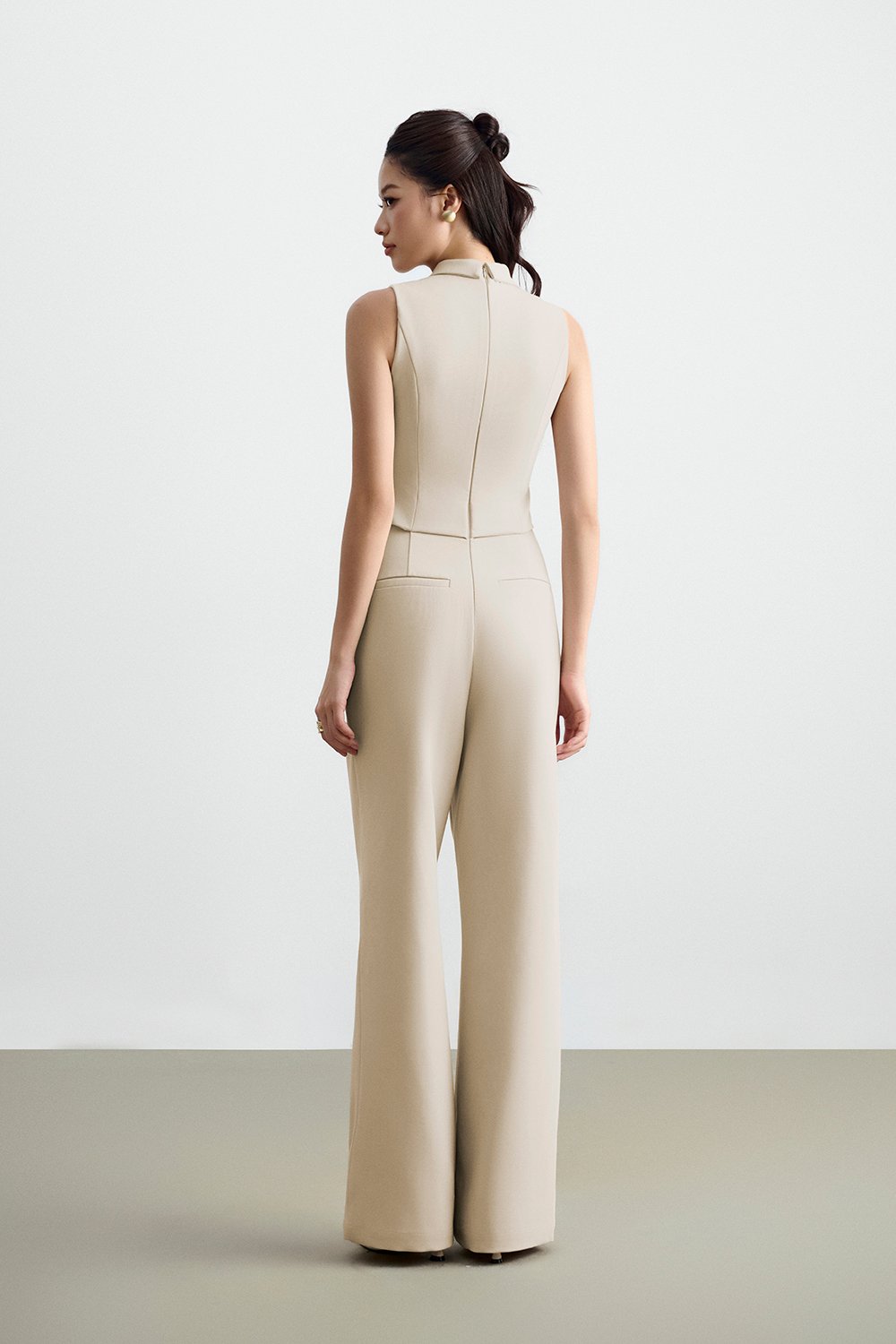 Tasmine Faux 2-Piece Tailored Jumpsuit in Greige